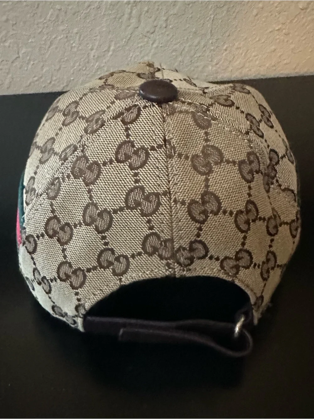 Kids Brown/Beige GG Monogram Baseball Cap with Web Stripe